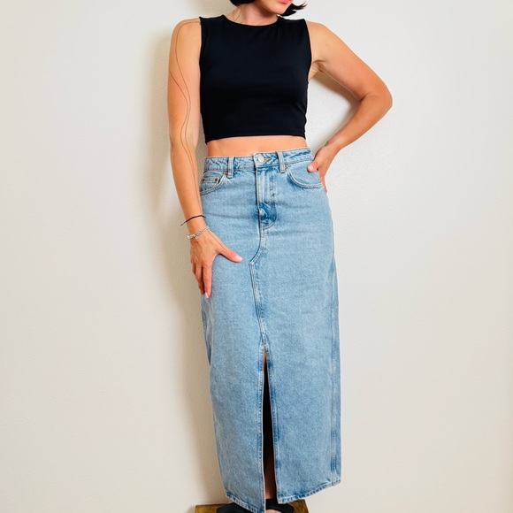 Mango Dresses & Skirts - MNG High-Waisted Vintage Denim Maxi Skirt – Size S / EUR 36